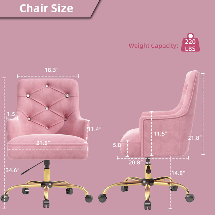 Mercer41 Sigolf Velvet Task Chair, Velvet Office Chair Vanity Chair for